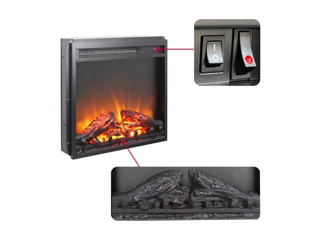 18 inch electric fireplace insert, ultra thin heater with log set & realistic flame, overheating protection
