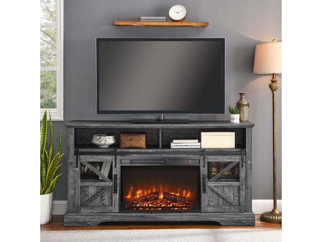 26 inch electric fireplace insert, ultra thin heater with log set & realistic flame, remote control with timer, overheating protection
