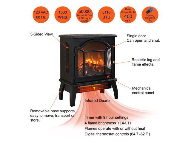 18 inch 3D Flame Electric Infrared Quartz Fireplace Stove with remote control