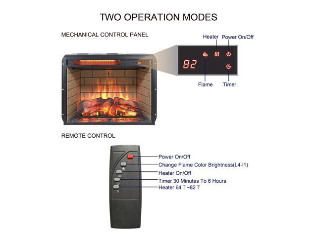 23 inch infrared quartz heater fireplace insert -woodlog version with brick