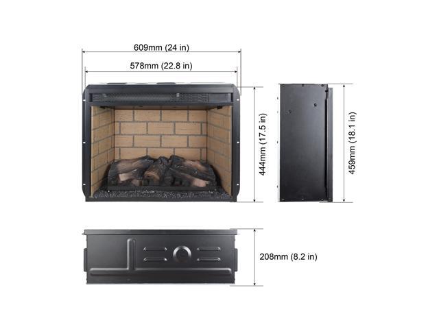 23 inch infrared quartz heater fireplace insert -woodlog version with brick