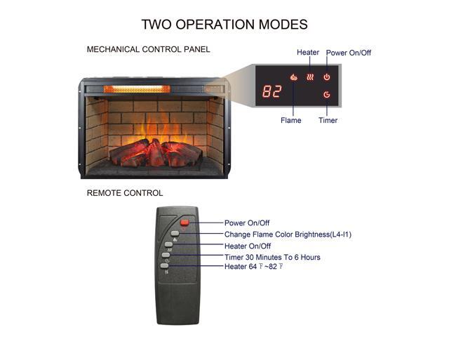 26 inch infrared quartz heater fireplace insert -woodlog version with brick