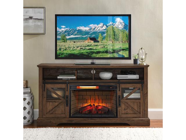 26 inch infrared quartz heater fireplace insert -woodlog version with brick