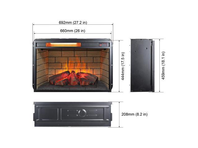 26 inch infrared quartz heater fireplace insert -woodlog version with brick
