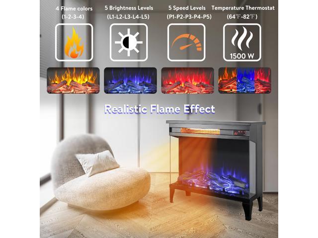 24 inch three sided glass electric fireplace with feet