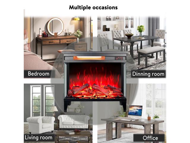 24 inch three sided glass electric fireplace with feet