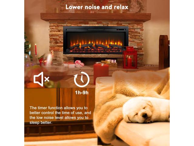 44 inch wall recessed electric fireplace with remote and Imitation Flame, LED light heater