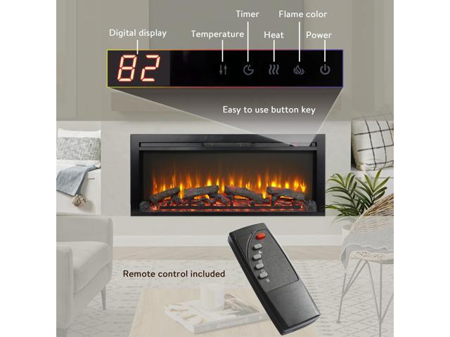 44 inch wall recessed electric fireplace with remote and Imitation Flame, LED light heater
