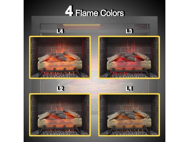 28 inch Infrared Electric Fireplace Insert, Touch Panel Home Decor Heater, Smokeless Firebox With fixed Trim Kit. With Crackling Sound