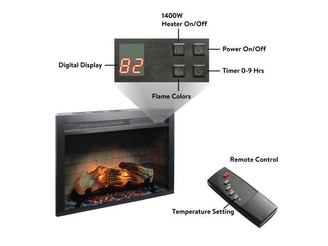 28 inch Electric Fireplace Insert, multicolored flames