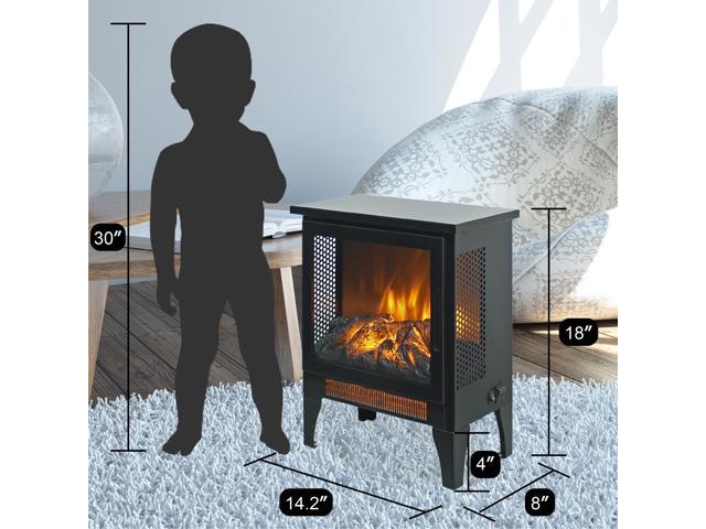 17 inch Freestanding Electric Fireplace Stove heater with 3D Flame effect