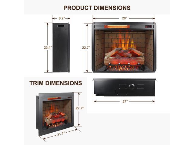 28 inch Infrared Electric Fireplace with Removable Trim kit Insert, Touch Panel Home Decor Heater, Smokeless Firebox With Fire Crackling Sound