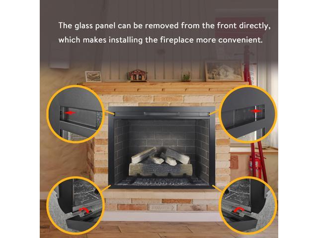 33 inch Infrared Electric Fireplace Insert, Touch Panel Home Decor Heater,Smokeless Firebox .With fixed Trim Kit .With Crackling Sound