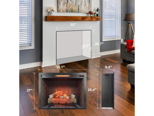33 inch Infrared Electric Fireplace Insert, Touch Panel Home Decor Heater,Smokeless Firebox .With fixed Trim Kit .With Crackling Sound