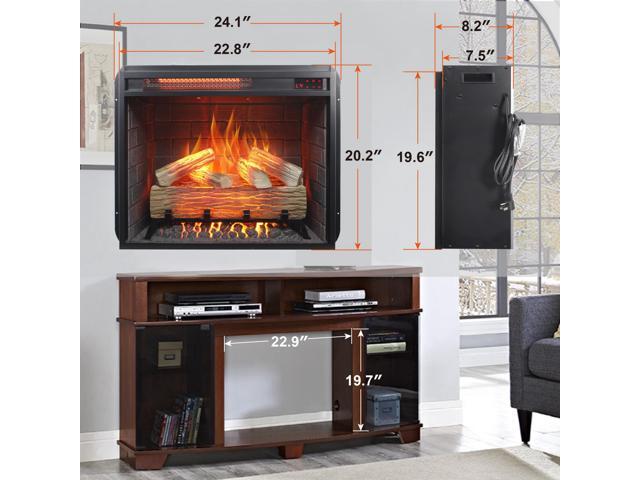 23 inch Infrared heating electric fireplace insert, with log set & realistic flame, remote control with timer, overheating protection