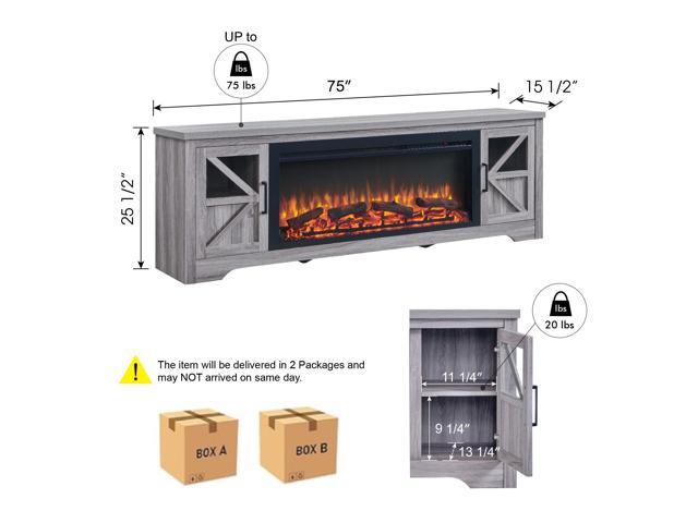 75' Fireplace TV Stand for TVs up to 80',with 44' Electric Fireplace