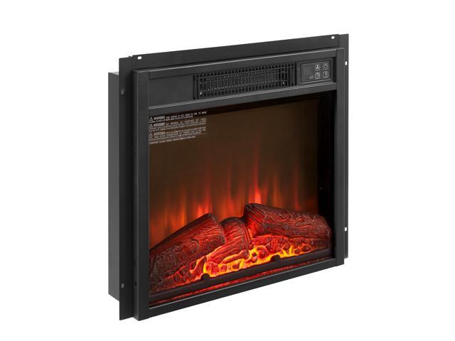 Electric Fireplace Insert 18' 1400W 120V,Equipped with remote control, ultra thin heater with log set & realistic flame - BLACK