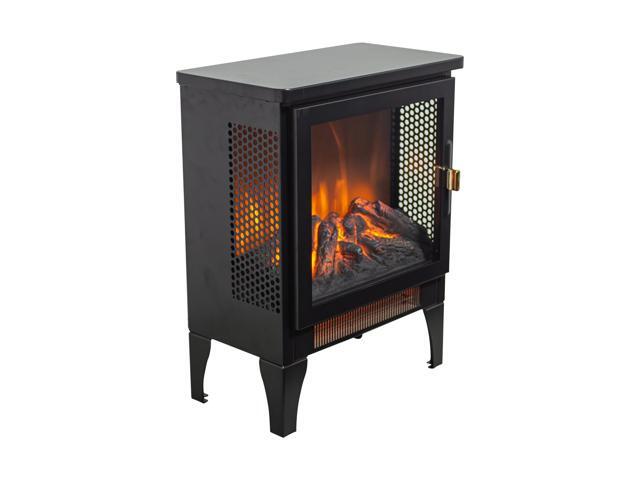 17 inch Freestanding Electric Fireplace Stove heater with 3D Flame effect,Black