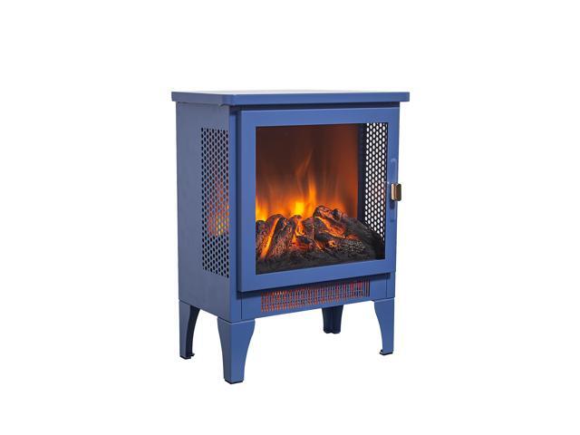 17 inch Freestanding Electric Fireplace Stove heater with 3D Flame effect,Classic Blue