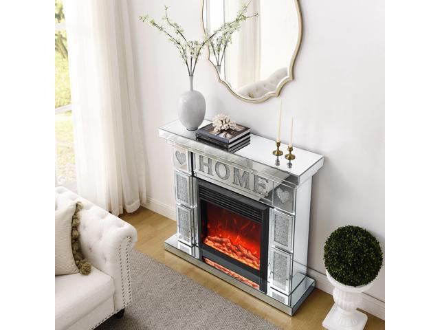 W 46' X D 12.6 X H 41 ' Acrylic diamond mirror fireplace cabinet, TV fireplace cabinet
