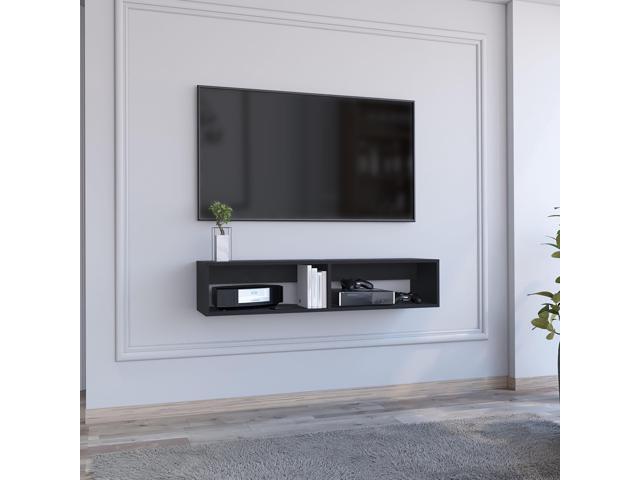 Rockwood Floating TV Stand with Open Storage Shelves and Cable Management