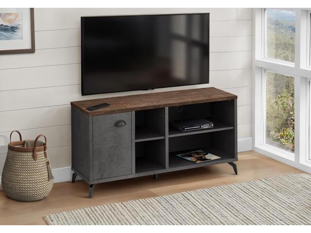 Tv Stand, 48 Inch, Console, Media Entertainment Center, Storage Cabinet, Living Room, Bedroom, Brown And Grey Laminate, Grey Metal, Contemporary,...