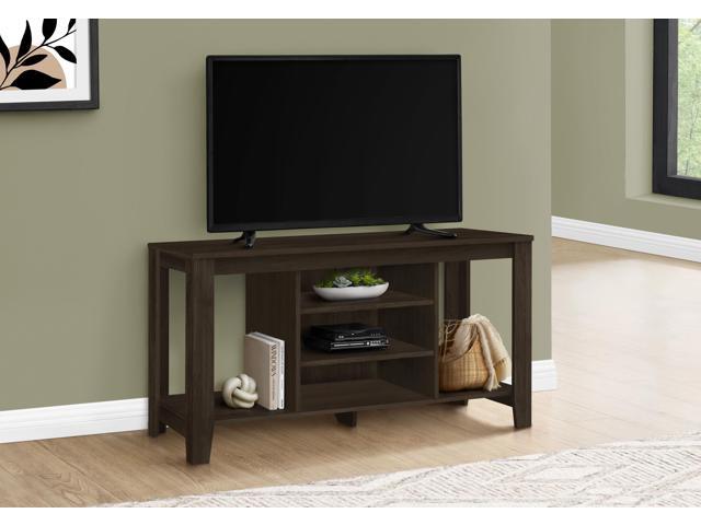Tv Stand, 48 Inch, Console, Media Entertainment Center, Storage Shelves, Living Room, Bedroom, Brown Laminate, Contemporary, Modern