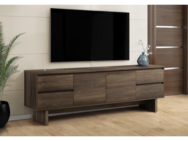 Tv Stand, 72 Inch, Console, Media Entertainment Center, Storage Drawers, Storage Cabinet, Brown Laminate, Transitional