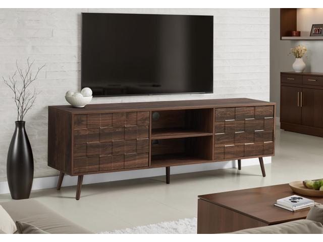 Tv Stand, 72 Inch, Console, Media Entertainment Center, Storage Cabinet, Bedroom, Living Room, Walnut Laminate, Mid Century