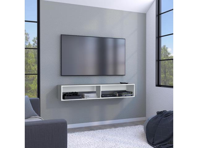 Warrior 59' Floating Tv Stand with Two open shelves, media compartments and cable management