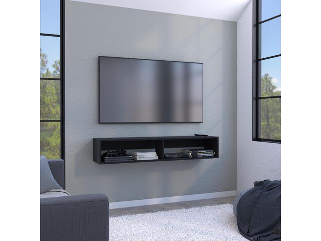 Warrior 59' Floating Tv Stand with Two open shelves, media compartments and cable management