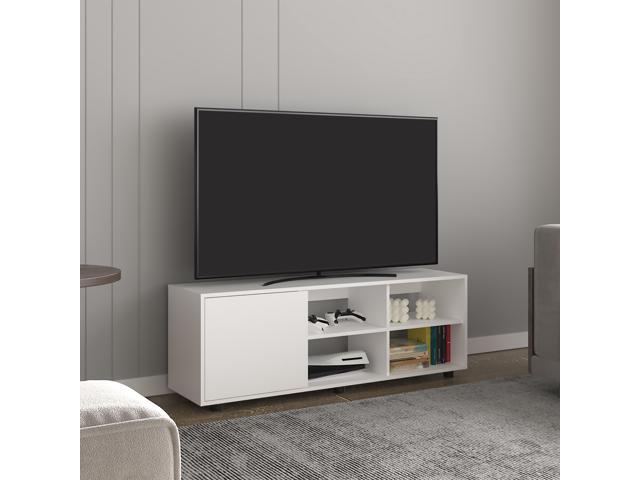 Adel 51' Wide Tv Stand with One Door Cabinet, Four Open Shelves, Cable Management, Living Room, Tv Room
