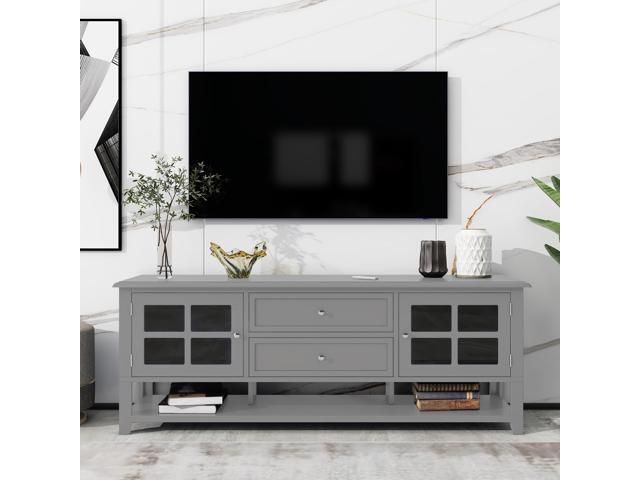 TV Stand for TVs up to 60'', Entertainment Center with Multifunctional Storage Space, TV Cabinet with Modern Design, Media Console for Living Room,...