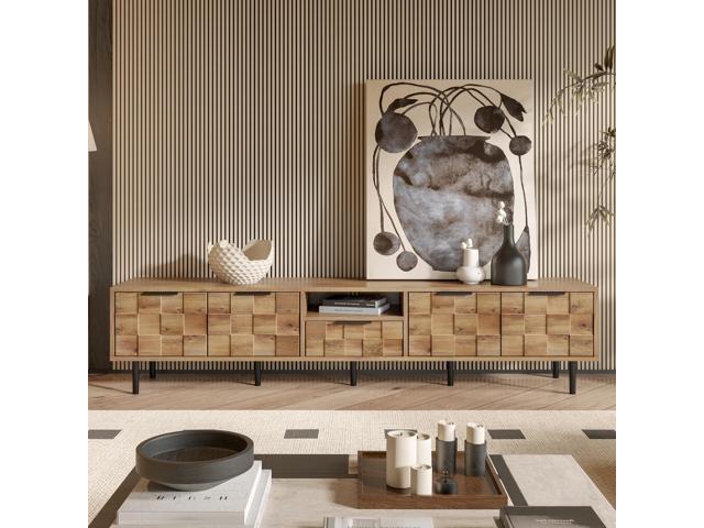 78' TV Stand for 85 75 65 Inch TV, TV Consoles for Living Room, Entertainment Center Wood TV Media with Storage