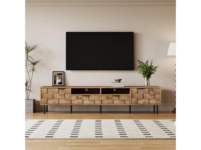 Mid Century TV Stand with 2 Drawers, Media Console Table for TVs up to 85'', Entertainment Center with Storage for Living room, Bedroom, Home Theatre