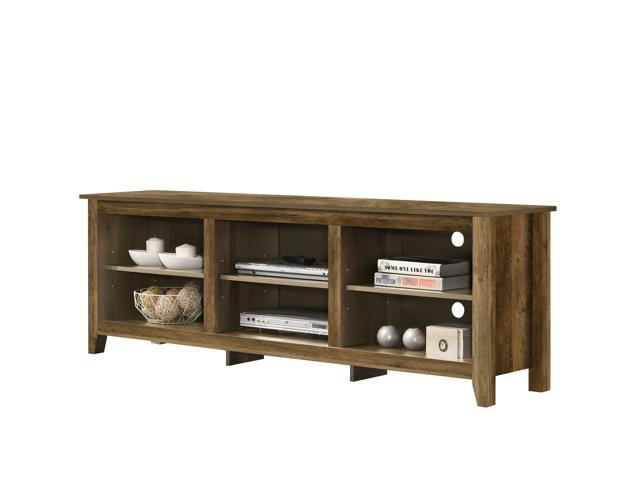 Benito Knotty Oak 70'W TV Stand with Open Shelves and Cable Management