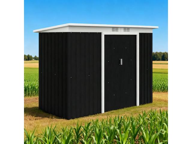 Dark Gray Garden Storage Shed Outdoor Storage Shed 9' x 4' Tool House with Double Lockable Doors for Backyard, Patio, Lawn, Garage,