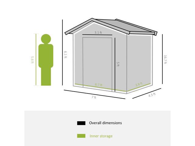7' x 4' Outdoor Storage Shed, Garden Tool House w/ Foundation Kit Vents