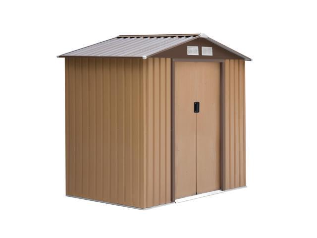 7' x 4' Outdoor Storage Shed, Garden Tool House w/ Foundation Kit Vents