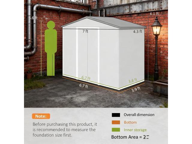 Garden Shed white Garden Storage Shed with Foundation Kit, 4 Vents and 2 Easy Sliding Doors for Backyard, Patio, Garage, Lawn