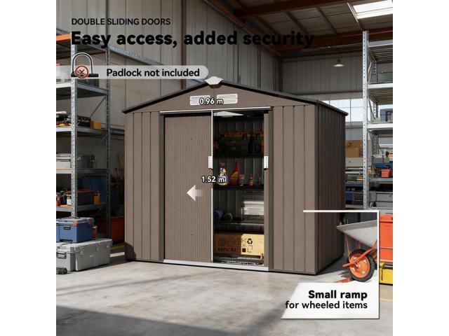 Brown 83.75' L x 51.25' W x 72.75' H Outdoor Storage Shed, Garden Tool House for Backyard Patio