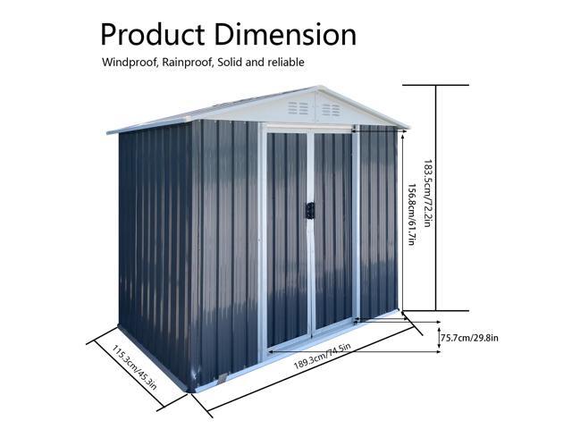Outdoor Storage Sheds 6FTx4FT Apex Roof Grey With Base Frame