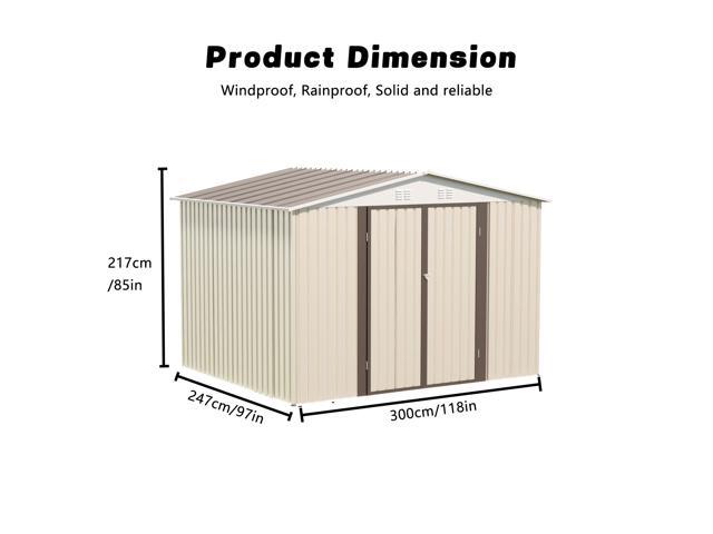 10x8 Feet White Color Outdoor Garden Shed Aluminum alloy frame With Hinge Door