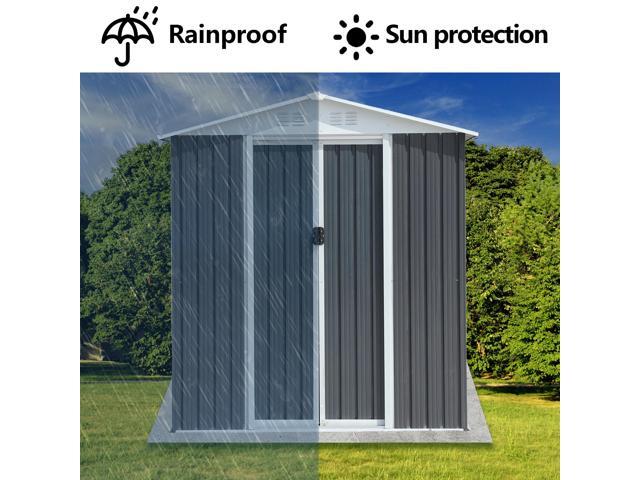 Outdoor Storage Sheds 6FTx4FT Apex Roof Grey With Base Frame Garden Shed