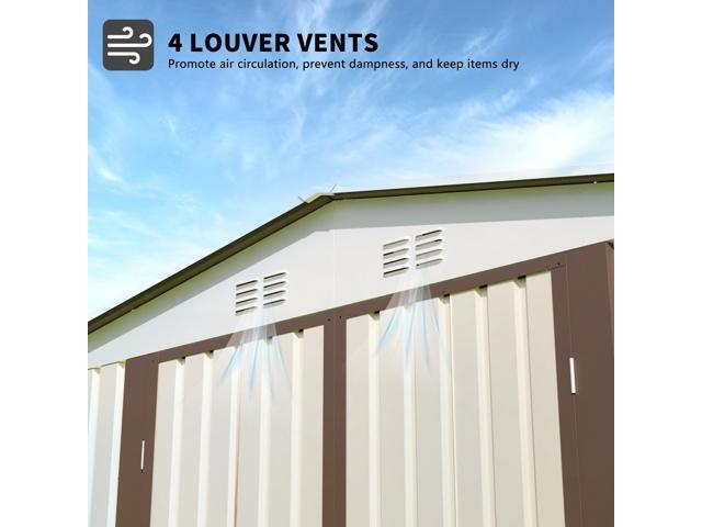 10x8 Feet White Color Outdoor Garden Shed Aluminum alloy frame With Hinge Door