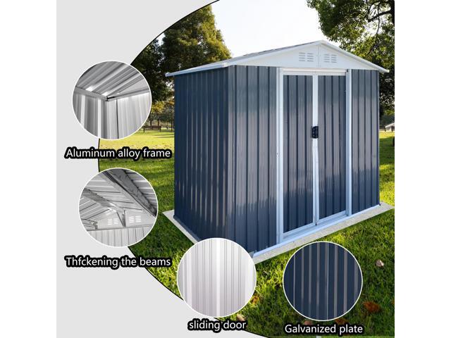 Outdoor Storage Sheds 6FTx4FT Apex Roof Grey With Base Frame Garden Shed