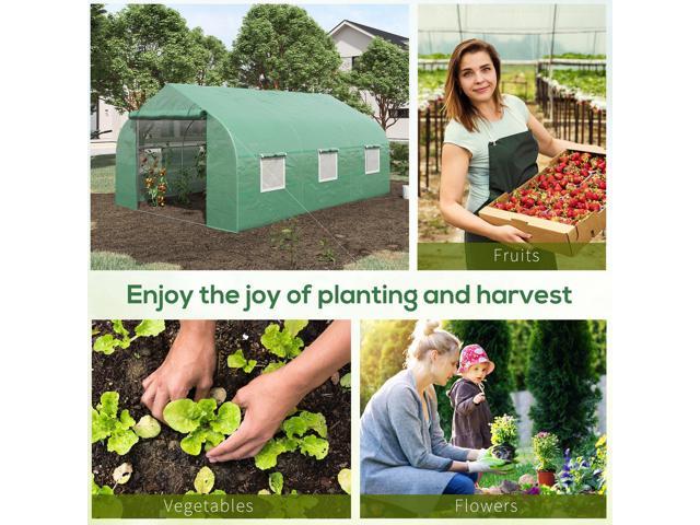 Outsunny 11.5' x 10' x 7' Walk-in Greenhouse, Tunnel Green House with Zippered Mesh Door and 6 Mesh Windows, Gardening Plant Hot House with...