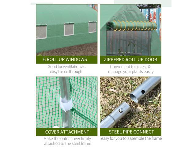 Outsunny 11.5' x 10' x 7' Walk-in Greenhouse, Tunnel Green House with Zippered Mesh Door and 6 Mesh Windows, Gardening Plant Hot House with...