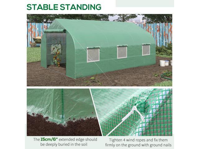 Outsunny 11.5' x 10' x 7' Walk-in Greenhouse, Tunnel Green House with Zippered Mesh Door and 6 Mesh Windows, Gardening Plant Hot House with...