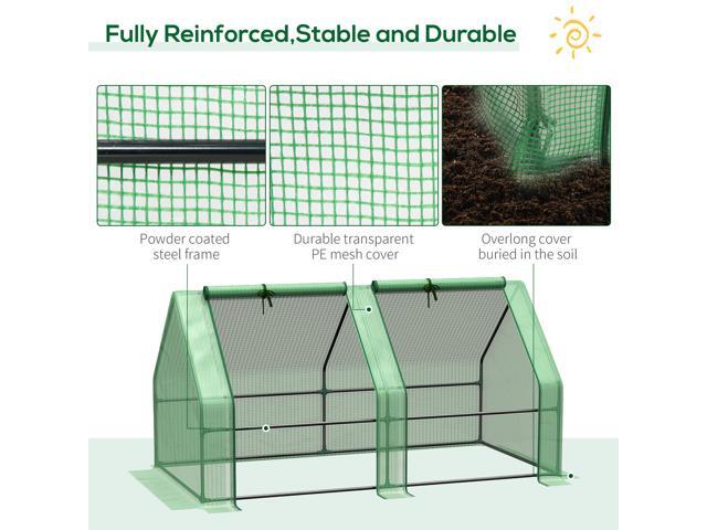 Outsunny 6' x 3' x 3' Portable Mini Greenhouse Outdoor Garden with Large Zipper Doors and Water/UV PE Cover, Green